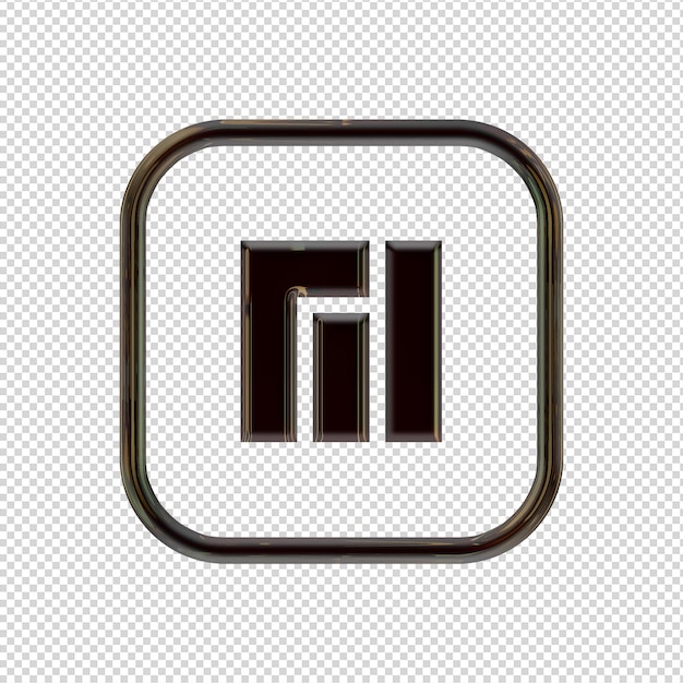 3D Render Manjaro icono negro brillante
