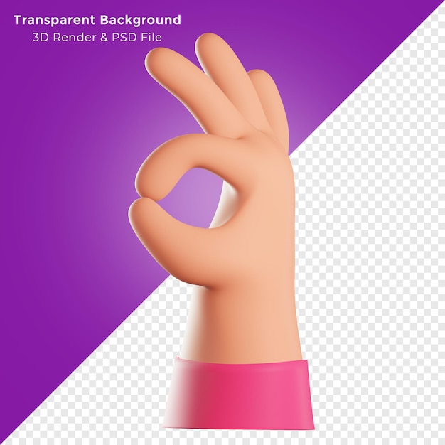 3D Render mano bien gesto