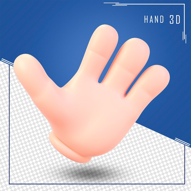 PSD 3d render mano humana hola concepto aislado
