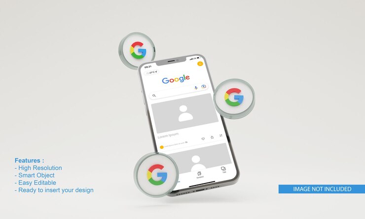 3D render maquete do telefone móvel da ilustração do google