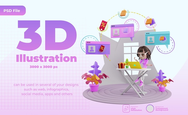 3d-render-marketing-förderung-ilustration