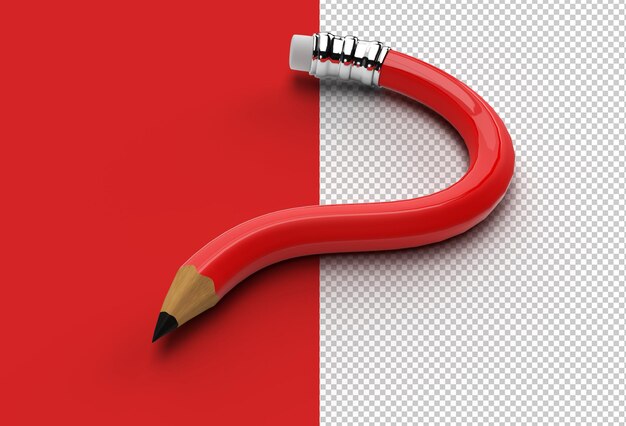 3D Render Matita Punto Interrogativo File Psd Trasparente.