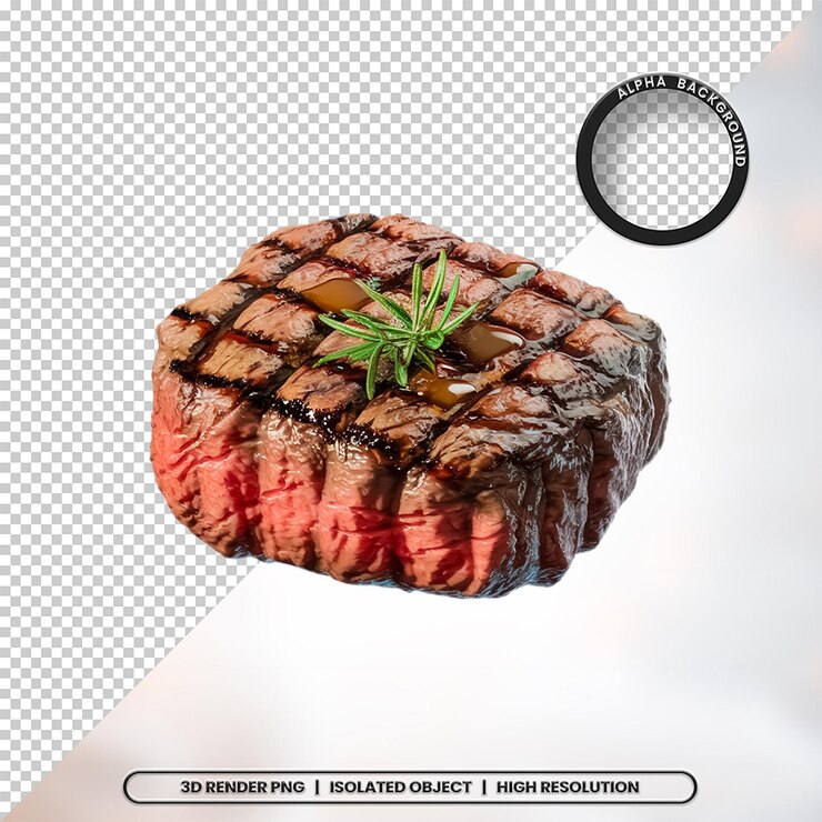 3D Render Meat Steak Carne bife Icon del elemento PSD PNG