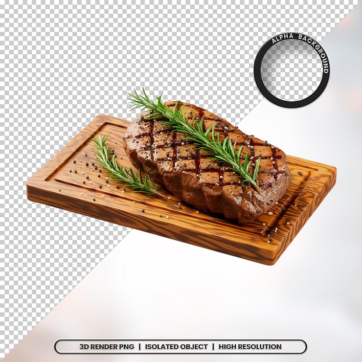 3D Render Meat Steak Carne bife Icon del elemento PSD PNG