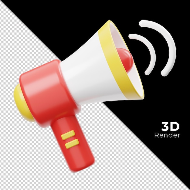 3D-Render-Megafon zum Feiern und Jubiläumsfest des neuen Jahres
