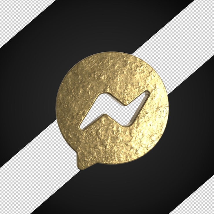 PSD 3d render messenger logotipo de redes sociales de oro dañado realista