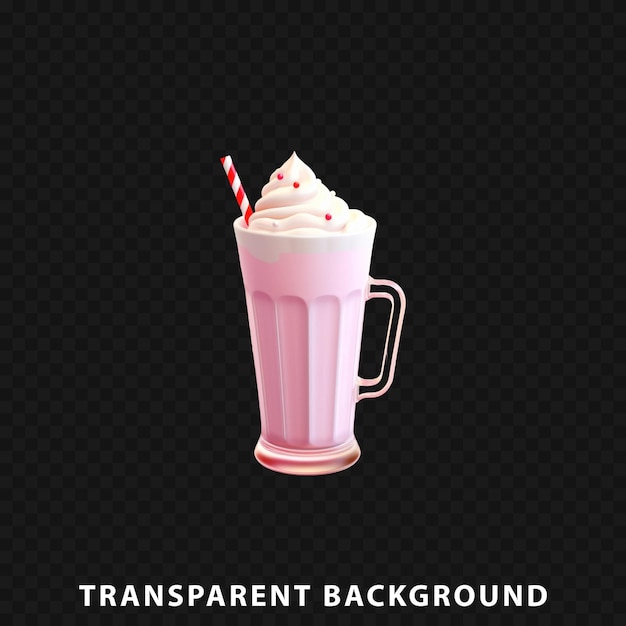 PSD 3d render milkshake aislado en un fondo transparente