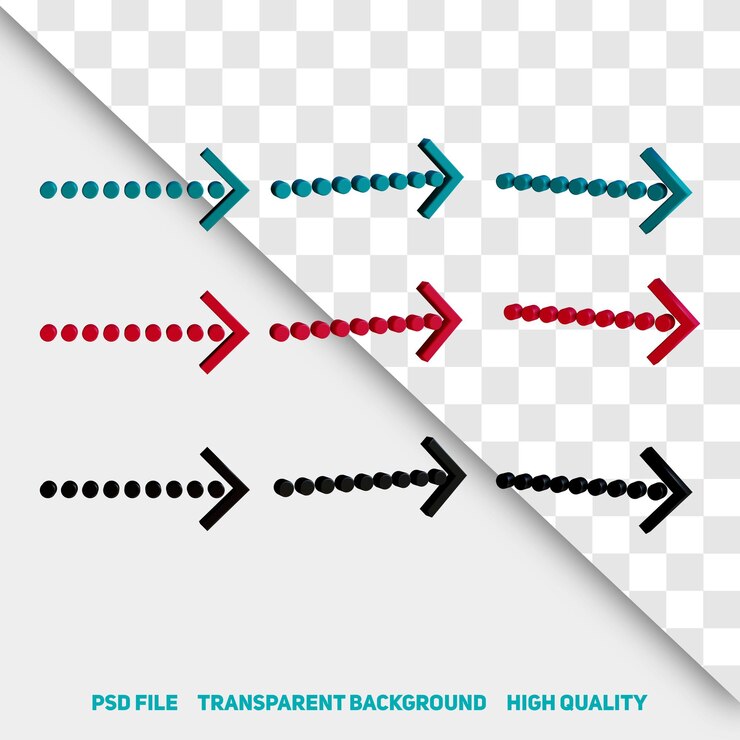 PSD 3d render minimalista 3d rojo negro verde flecha premium psd icono parte 18