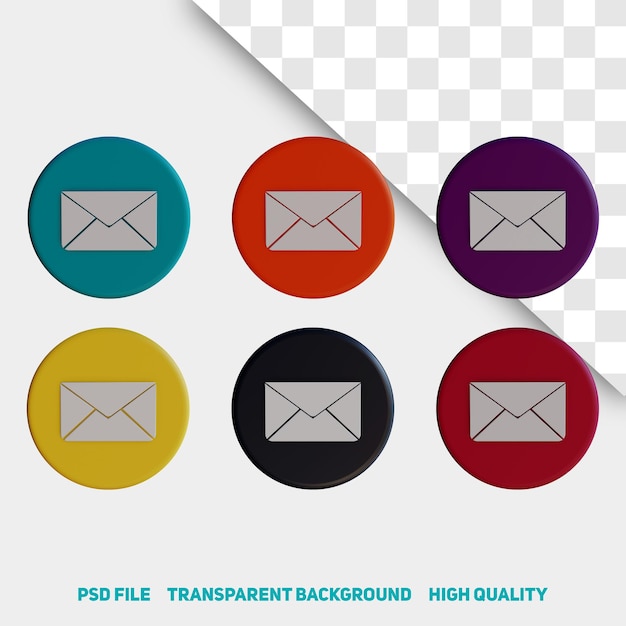 3d render minimalista correo icono de la aplicación premium psd