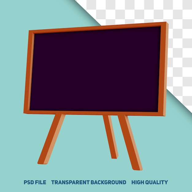 3d render minimalista pizarra vista lateral premium psd icono