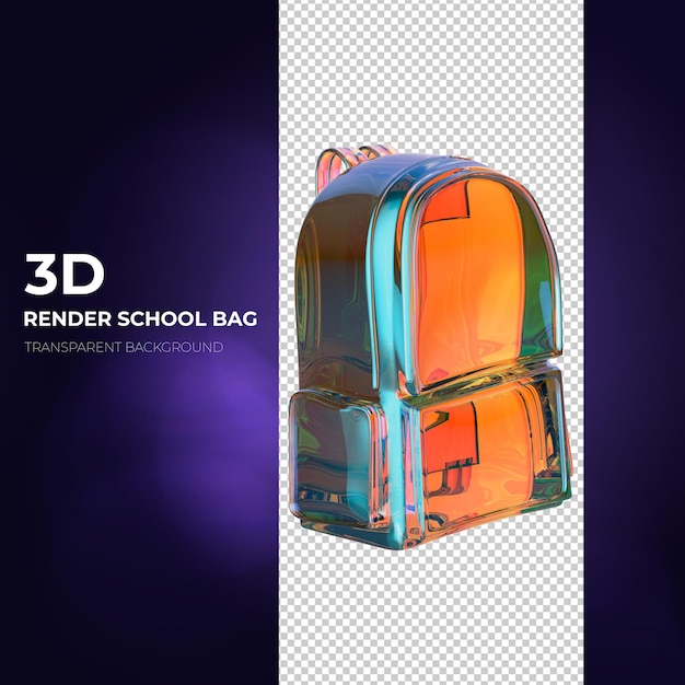 3d render mochila escolar aislado fondo blanco.