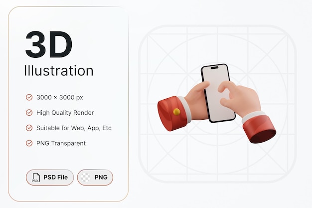 3d render mockup retrato de smartphone gesto da mão zoom conceito de tela ilustrações de ícones modernos