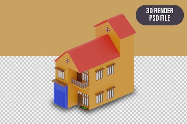3D render modern yellow house