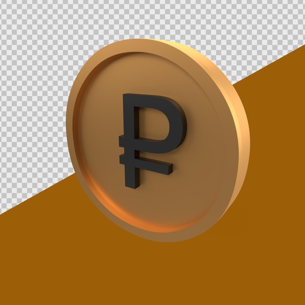 3D Render moneda rublo