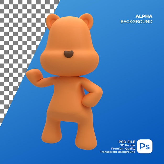 PSD 3d render muñeca de oso pardo lindo bebé