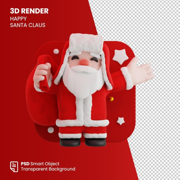 PSD 3d render natal feliz papai noel