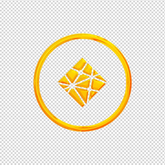 3D Render Netlify icono oro brillante