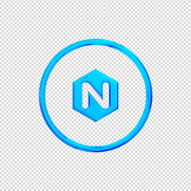 3d-render-nginx-symbol glänzend blau