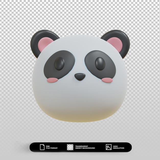 3d-render-niedliche panda-gesicht minimalistische illustration