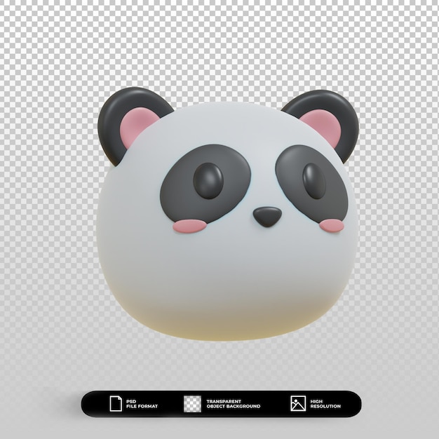 3D-Render-niedliche Panda-Gesicht minimalistische Illustration