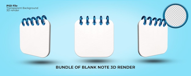3D render note blank page paper notification timetable transparent PNG