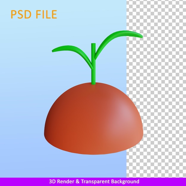 PSD 3d render nueva planta en crecimiento