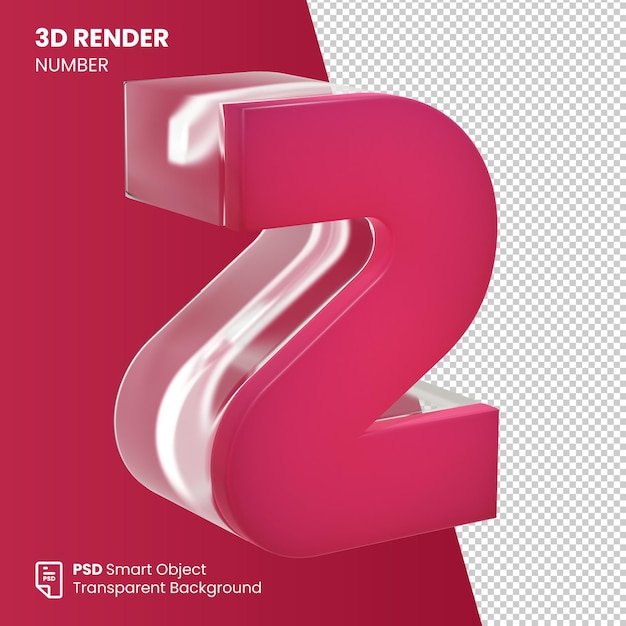 3D Render Number 2 with viva magenta color