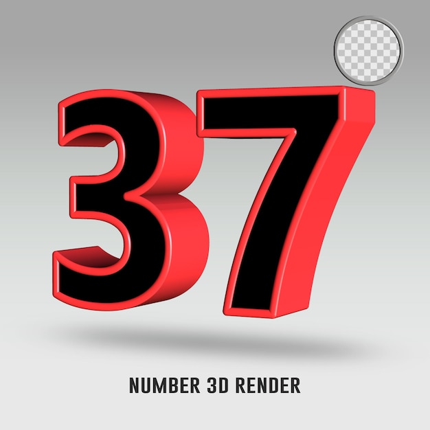 3D render number 37 black red color
