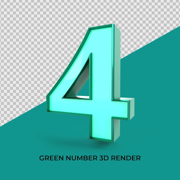 3d render number 4 green color