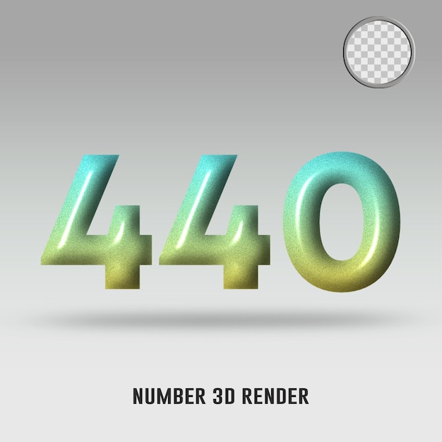 3D render number 440 yellow tosca gradient color