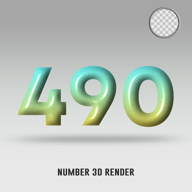 3D render number 490 yellow tosca gradient color
