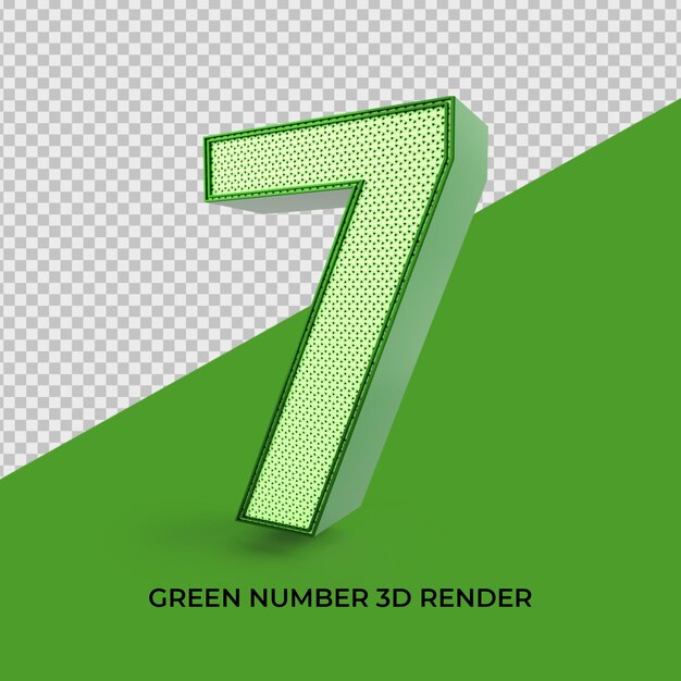 3d render number 7 green color