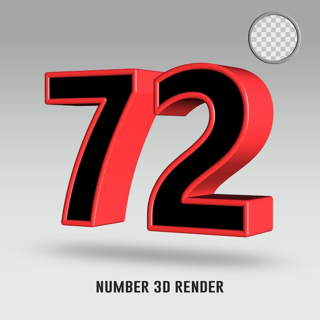 3d render number 72 black red color
