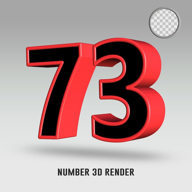 3d render number 73 black red color