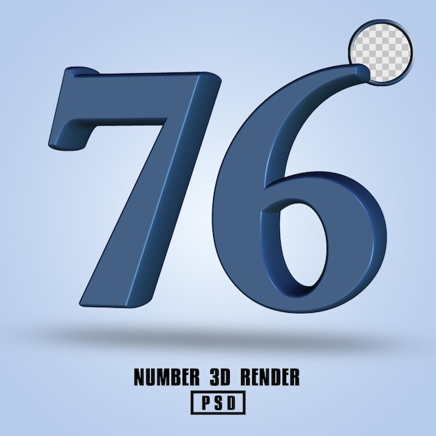 3d render number 76 slate color