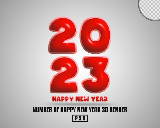 3D render number of happy new year 2023
