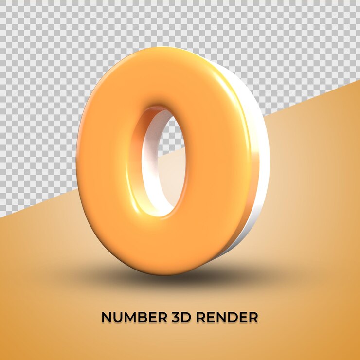 3d render número 00 con combinación de colores