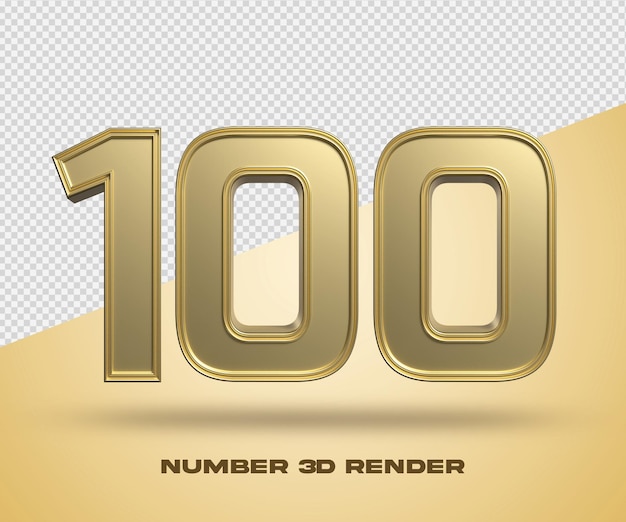 3D render número 100 color dorado