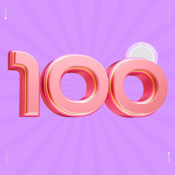 PSD 3d render número 100 fonte rosa