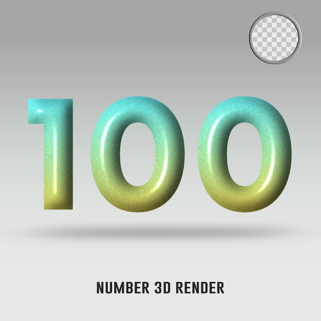 3D render número 100 tosca amarillo color degradado