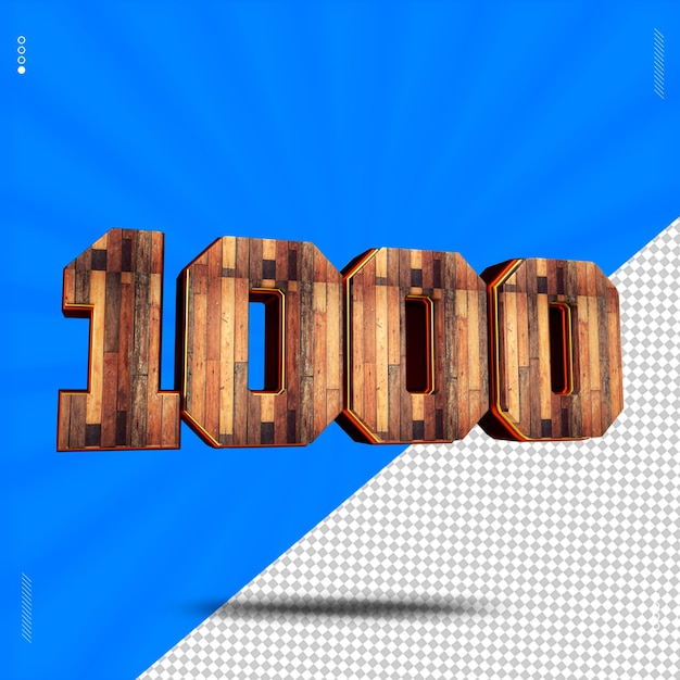 3d render número 1000 fuente madera