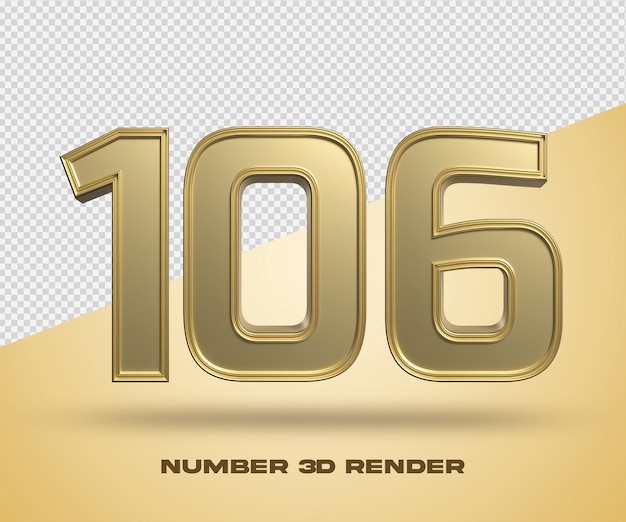 3d render número 106 color dorado