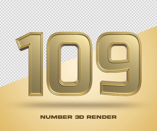 3d render número 109 color dorado