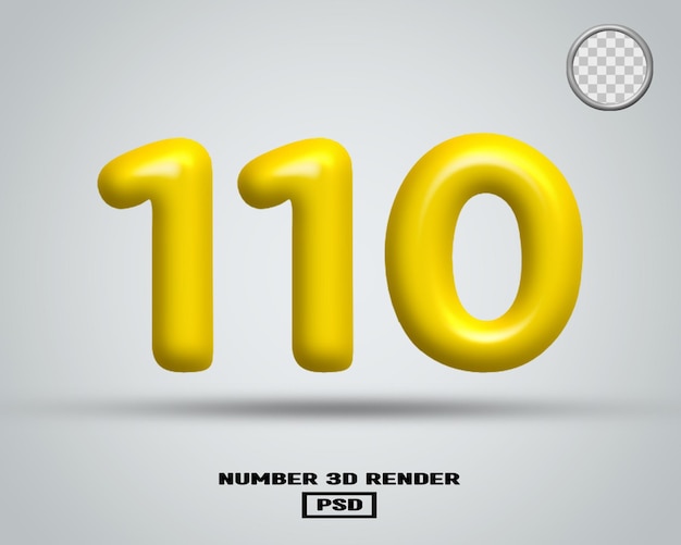 3D render número 110 color amarillo brillante