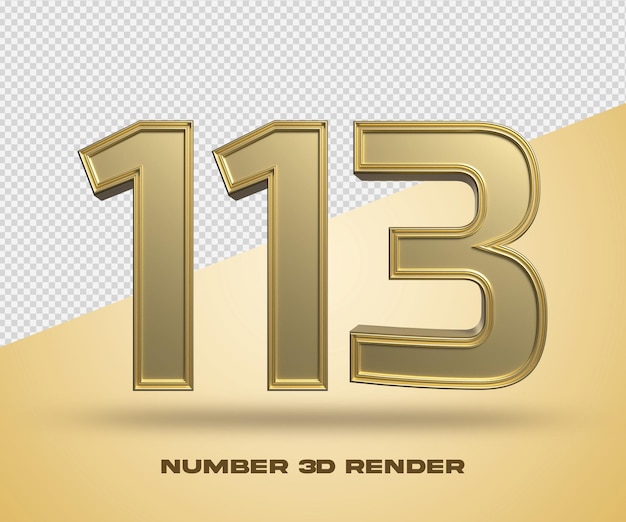 3D render número 113 cor de ouro