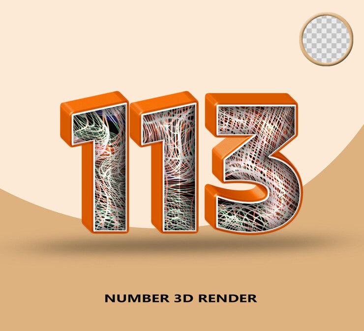 PSD 3d render número 113 línea naranja brillante con línea de onda abstracta