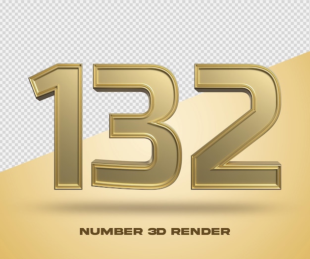 PSD 3d render número 132 color dorado