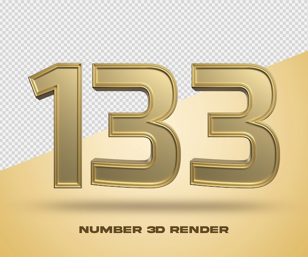 PSD 3d render número 133 cor de ouro