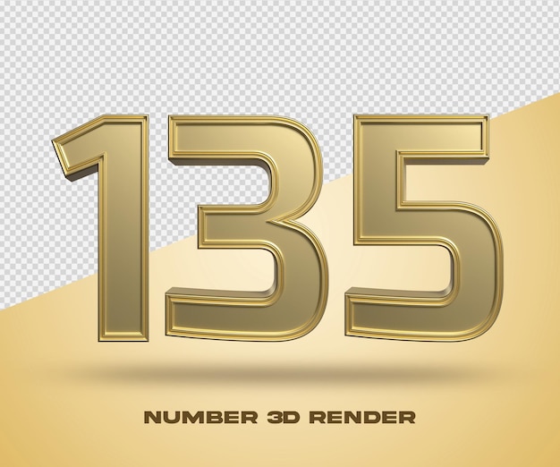 3D render número 135 cor de ouro