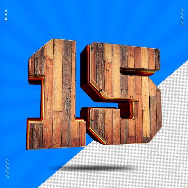 PSD 3d render número 15 fuente madera